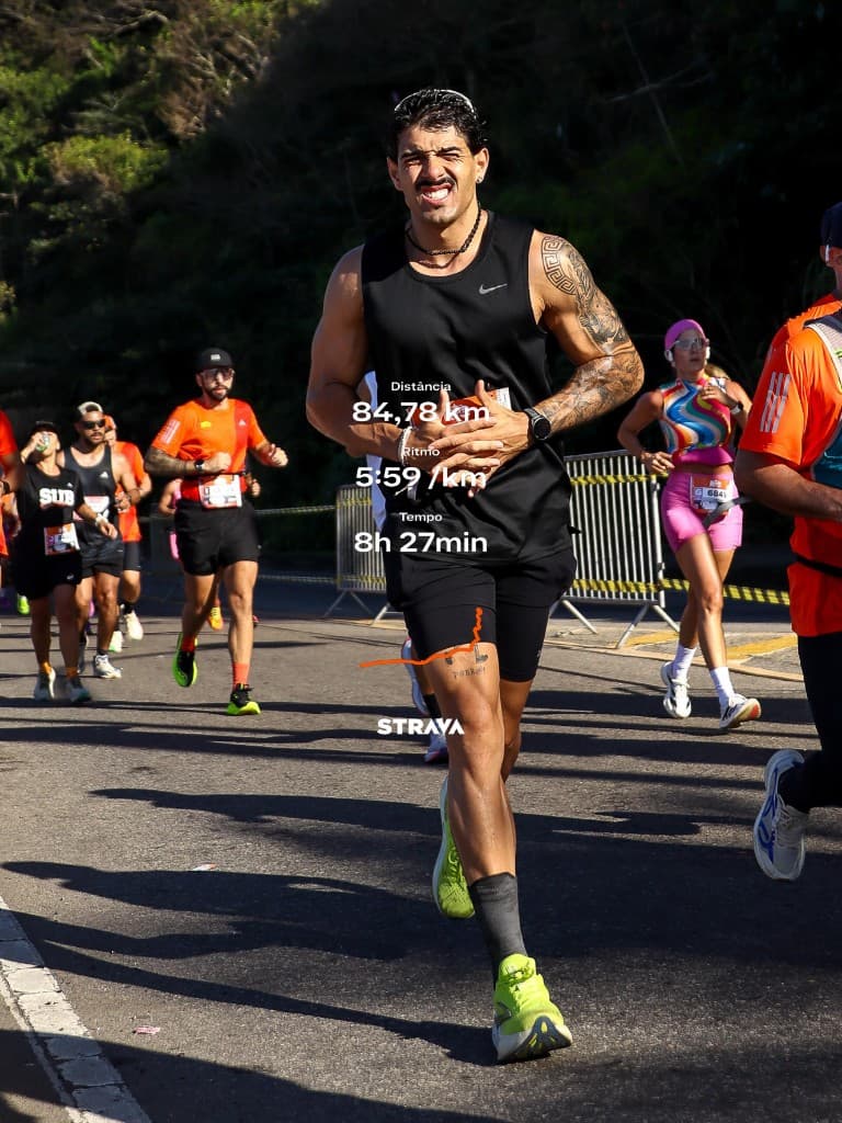 Fernando Naves em ultra de 84 km — overlay Strava